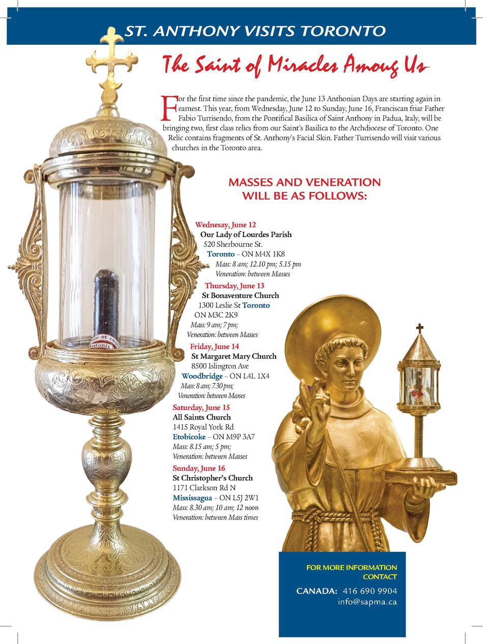 ST. ANTHONY VISITS TORONTO Messenger of Saint Anthony