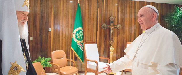 The meeting between Pope Francis and Patriarch Kirill in Havana, Cuba, on 12 February 2016, was the first between a Roman Catholic pontiff and a Primate of the Russian Orthodox Church 